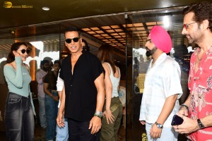 Khel Khel Mein cast Akshay Kumar, Vaani Kapoor, Pragya Jaiswal, and Fardeen Khan spotted in Juhu