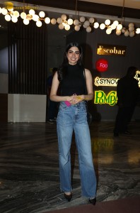 actress Khushi Kapoor in a black top and denim jeans