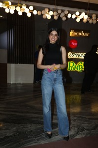 actress Khushi Kapoor in a black top and denim jeans