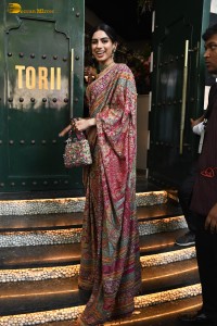 bollywood actress Khushi Kapoor, also daughter of legendary sridevi and sister of janhvi kapoor, spotted in a saree at a function