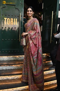 bollywood actress Khushi Kapoor, also daughter of legendary sridevi and sister of janhvi kapoor, spotted in a saree at a function