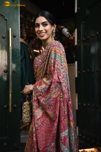 bollywood actress Khushi Kapoor, also daughter of legendary sridevi and sister of janhvi kapoor, spotted in a saree at a function