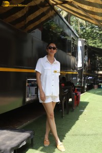 Bollywood actress Kiara Advani in white t-shirt and shorts