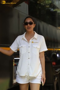 Bollywood actress Kiara Advani in white t-shirt and shorts