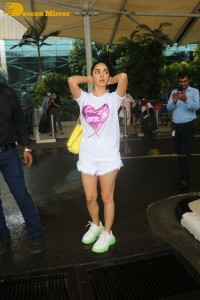 Kiara Advani in shorts seen at Mumbai Airport