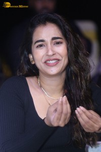 Telugu Actress Komalee Prasad in a black dress while attending a movie function