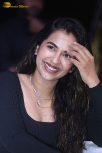 Telugu Actress Komalee Prasad in a black dress while attending a movie function