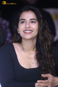 Telugu Actress Komalee Prasad in a black dress while attending a movie function