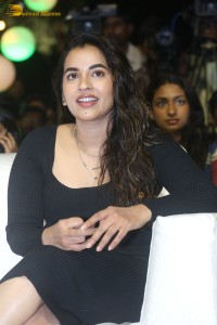 Telugu Actress Komalee Prasad in a black dress while attending a movie function