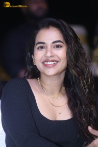 Telugu Actress Komalee Prasad in a black dress while attending a movie function