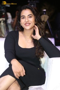 Telugu Actress Komalee Prasad in a black dress while attending a movie function