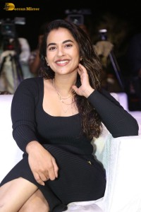 Telugu Actress Komalee Prasad in a black dress while attending a movie function