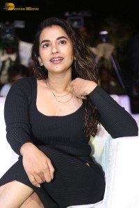 Telugu Actress Komalee Prasad in a black dress while attending a movie function