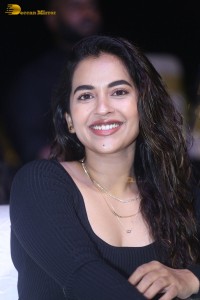 Telugu Actress Komalee Prasad in a black dress while attending a movie function