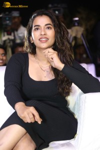 Telugu Actress Komalee Prasad in a black dress while attending a movie function