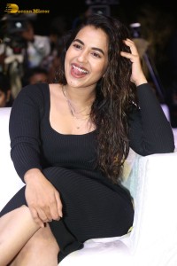 Telugu Actress Komalee Prasad in a black dress while attending a movie function