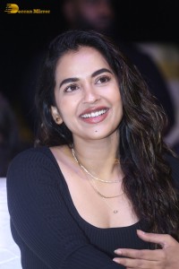 Telugu Actress Komalee Prasad in a black dress while attending a movie function