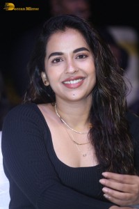 Telugu Actress Komalee Prasad in a black dress while attending a movie function