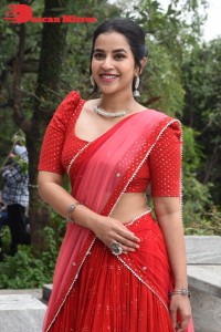 Komalee Prasad in a Red Half Saree posing for photoshoot
