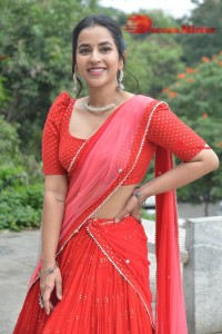 Komalee Prasad in a Red Half Saree posing for photoshoot