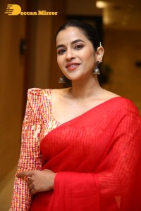 Telugu Actress Komalee Prasad in a Red Saree