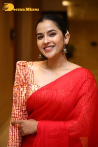 Telugu Actress Komalee Prasad in a Red Saree
