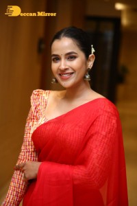 Telugu Actress Komalee Prasad in a Red Saree