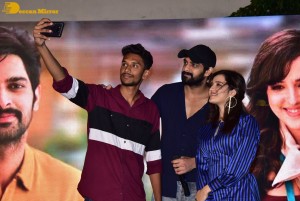 Naga Shaurya and Shirley Setia promote the film Krishna Vrinda Vihari at S V Defence Academy in Tirupati
