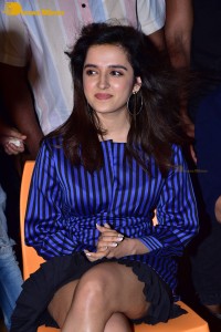 Naga Shaurya and Shirley Setia promote the film Krishna Vrinda Vihari at S V Defence Academy in Tirupati