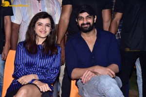 Naga Shaurya and Shirley Setia promote the film Krishna Vrinda Vihari at S V Defence Academy in Tirupati