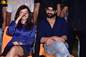 Naga Shaurya and Shirley Setia promote the film Krishna Vrinda Vihari at S V Defence Academy in Tirupati