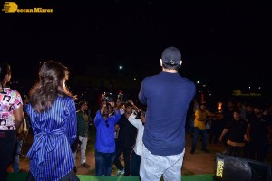 Naga Shaurya and Shirley Setia promote the film Krishna Vrinda Vihari at S V Defence Academy in Tirupati