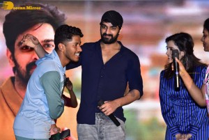 Naga Shaurya and Shirley Setia promote the film Krishna Vrinda Vihari at S V Defence Academy in Tirupati
