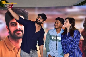 Naga Shaurya and Shirley Setia promote the film Krishna Vrinda Vihari at S V Defence Academy in Tirupati