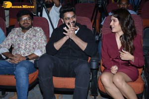 Naga Shaurya and Shirley Setia attend the teaser launch of the film Krishna Vrinda Vihari