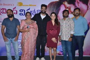 Naga Shaurya and Shirley Setia attend the teaser launch of the film Krishna Vrinda Vihari