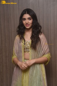 Telugu Actress Krithi Shetty in a green dress