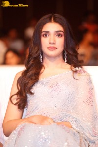 Telugu actress Krithi Shetty in a blue saree