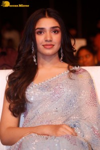 Telugu actress Krithi Shetty in a blue saree