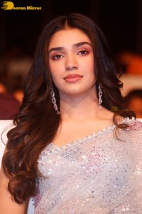 Telugu actress Krithi Shetty in a blue saree