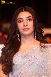 Telugu actress Krithi Shetty in a blue saree