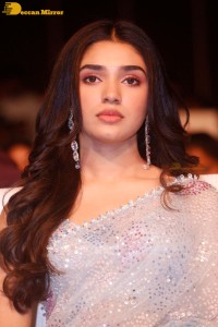 Telugu actress Krithi Shetty in a blue saree