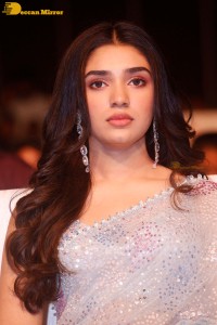 Telugu actress Krithi Shetty in a blue saree