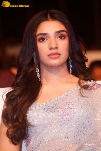 Telugu actress Krithi Shetty in a blue saree