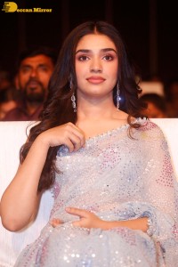 Telugu actress Krithi Shetty in a blue saree