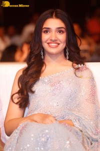 Telugu actress Krithi Shetty in a blue saree