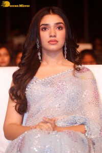 Telugu actress Krithi Shetty in a blue saree