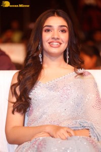 Telugu actress Krithi Shetty in a blue saree