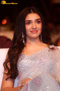 Telugu actress Krithi Shetty in a blue saree