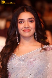 Telugu actress Krithi Shetty in a blue saree